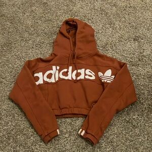 Adidas Rust Red Cropped Hoodie